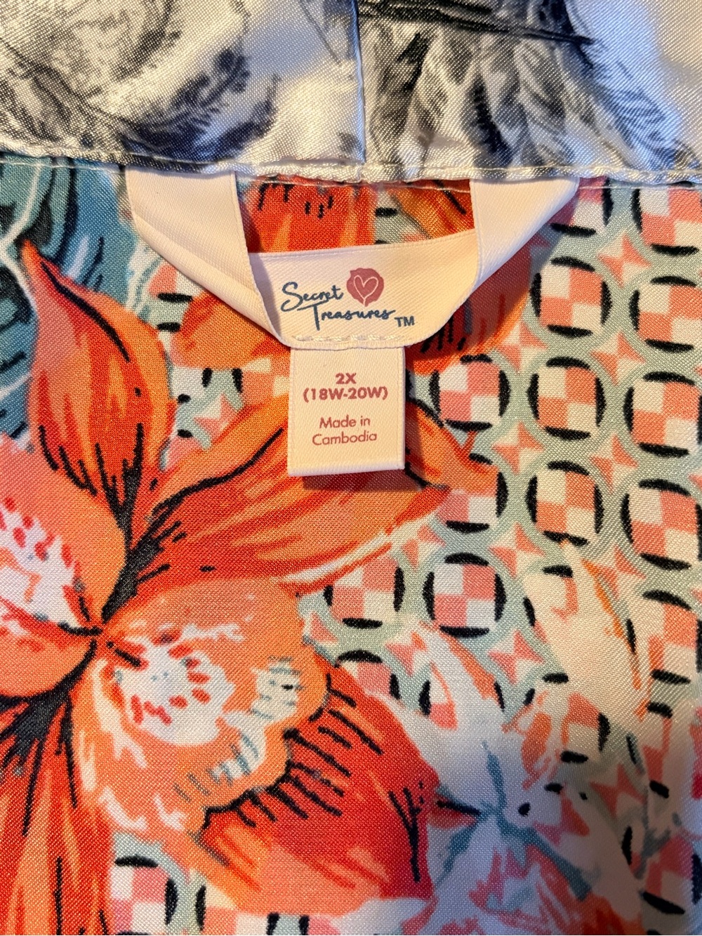 XXL Silky Patchwork Lounge Robe - Pink, Blue & Orange Floral Kimono - Picture 5 of 8